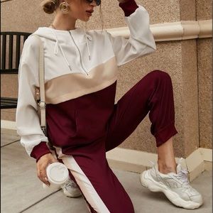 Color block half zip hoodie & pant